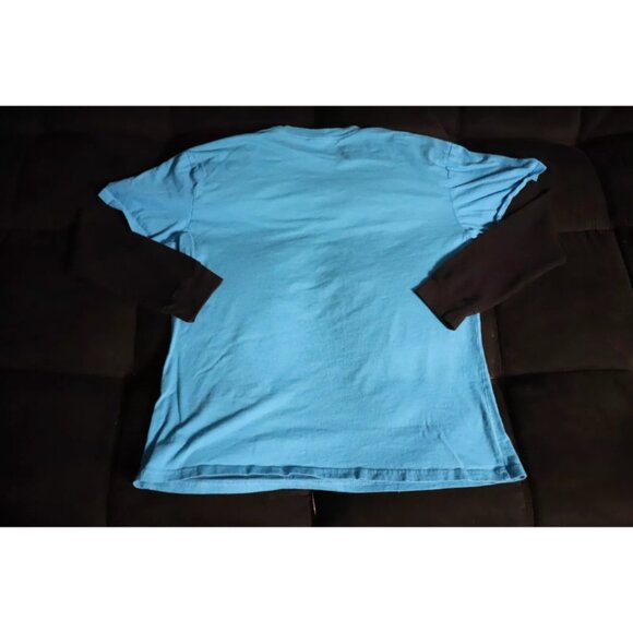 VTG DC Comics T-Shirt Mens L Blue/Black Colorblock Justice League Legend Graphic - Picture 2 of 8